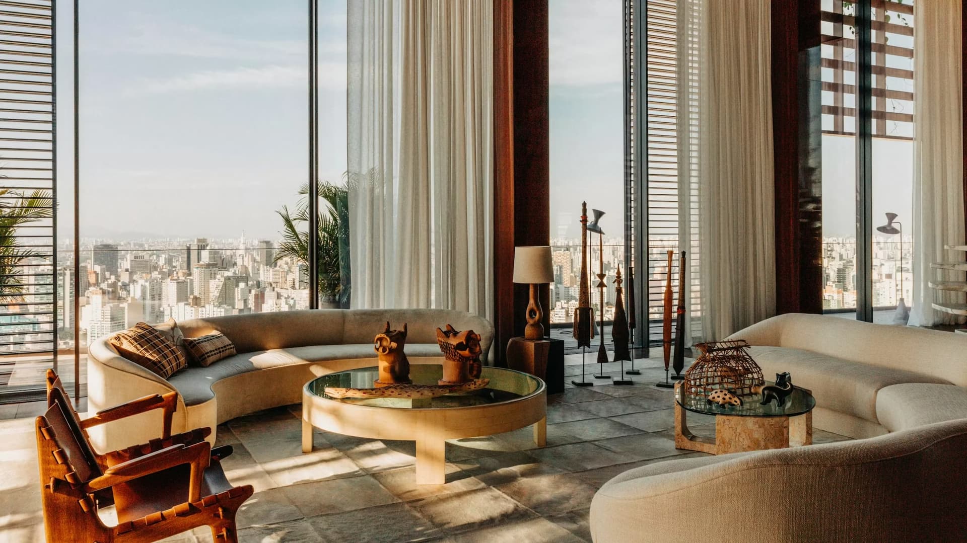 Ty Warner Penthouse at Four Seasons Hotel New York: This one suite sits alone on the top floor of the hotel and has four glass balconies that hang out over the street. It took seven years and about 50 million dollars to build, and it is the priciest room in New York.